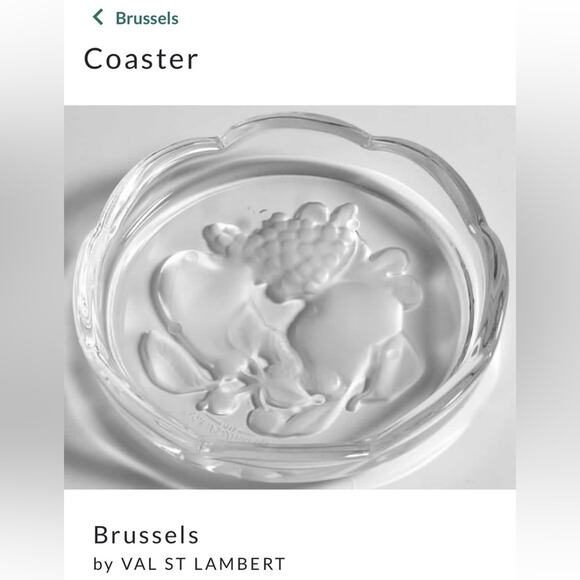 6 Vintage Val St Lambert Glass Coasters Brussels‎ Pattern Intaglio Belgium 3.5" - Picture 9 of 9